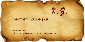 Kehrer Zulejka névjegykártya